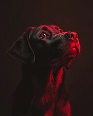 Mystic portrait of baby Labrador Retriever, copy space on right side, Headshot, Close-up View, isolated on white background