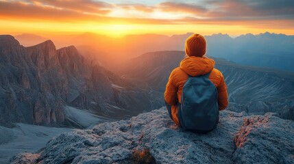 A person looking out over a canyon at sunrise, with the phrase 'Stand Tall, You've Come So Far' in bold letters