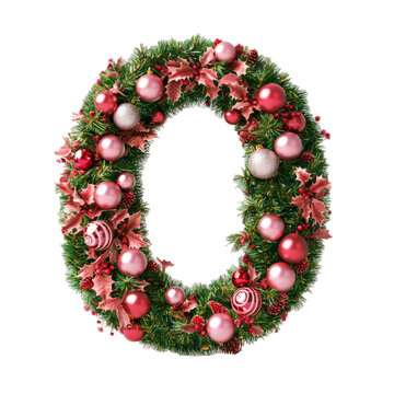 Christmas Alphabet letter O made of tree decorations	
