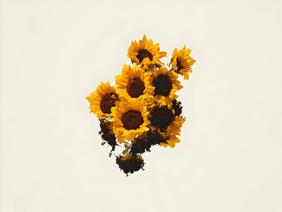 A vibrant bouquet of sunflowers against a light background, symbolizing warmth and positivity.