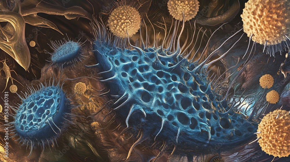 An incredibly detailed image of a cell structure, magnified to reveal ...
