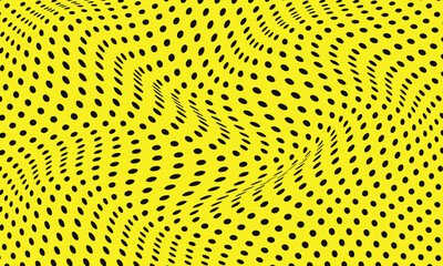 Poster - abstract black dot wave pattern on yellow suitable for banner, poster.