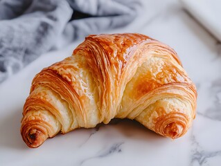 The croissant flaky and buttery, with a perfectly crisp exterior and a soft, layered interior.