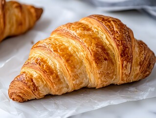 The croissant flaky and buttery, with a perfectly crisp exterior and a soft, layered interior.