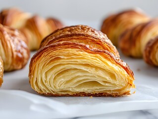 The croissant flaky and buttery, with a perfectly crisp exterior and a soft, layered interior.