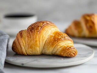 The croissant flaky and buttery, with a perfectly crisp exterior and a soft, layered interior.