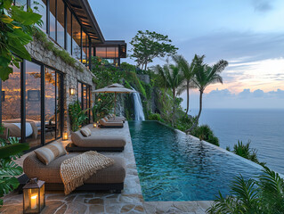 Romantic outdoor infinity pool with breathtaking cliffside view