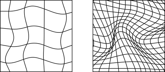 Abstract distorted wireframe wave. Vector curve surface background. Technology grid pattern. White mesh wave.
