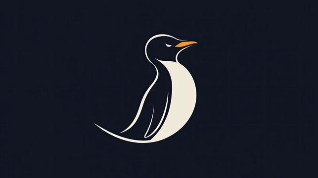 Simple penguin logo with clean, soft lines, perfect for modern branding.