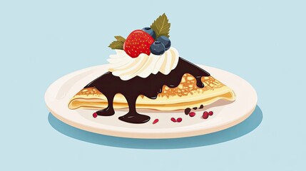 Aufkleber - Simplified crepe with clean curves and minimalist toppings, representing French desserts.
