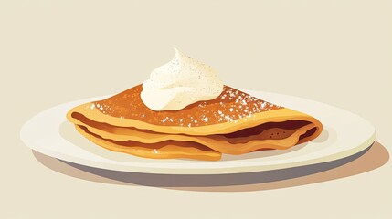 Aufkleber - Simplified crepe with clean curves and minimalist toppings, representing French desserts.
