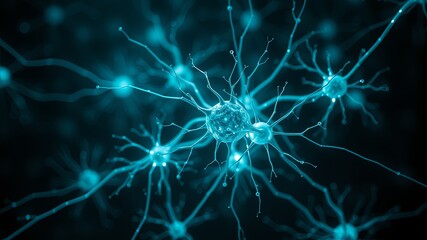glowing neurons in abstract biological network