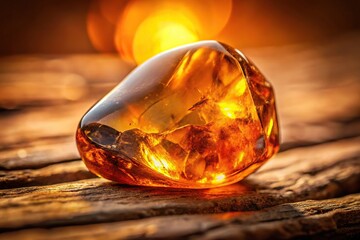 Wall Mural - Close-up of amber gemstone with warm glow, geological, warmth, golden, amber