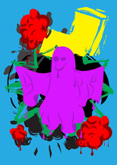 Poster - Ghost Graffiti tag. Abstract modern street art decoration performed in urban painting style.