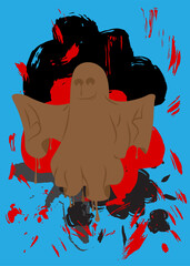 Poster - Ghost Graffiti tag. Abstract modern street art decoration performed in urban painting style.