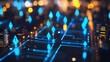 © Teeraphon - Smart digital Innovation city with connection network reciprocity over the cityscape. of future smart wireless digital city and social media networking systems that connects people with in city