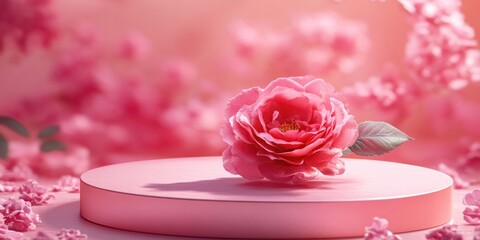 Poster - Pink Flower on White Plate