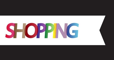 Poster - Animated retro, vintage ribbon with the text Shopping. 