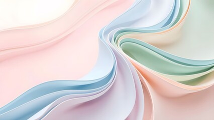 Soft, abstract wave pattern with fluid, flowing shapes in gentle pastel colors. The design features smooth curves that seamlessly blend into each other, creating a tranquil and visually soothing effec