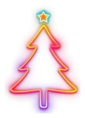 Canvas Print - png christmas tree neon light illustration christmas colorful.