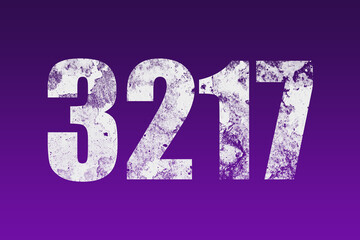 flat white grunge number of 3217 on purple background.