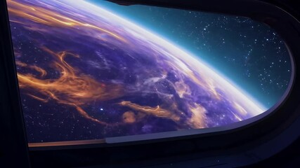 View window glowing planet space evoking sense wonder distant exploration spaceship television technology car screen display computer frame vintage old object retro vector electronic icon illustratio