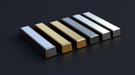 Poster - Metallic Bars Aligned on a Dark Surface