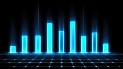 Poster - Futuristic Blue Data Visualization on Black Background