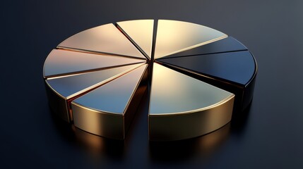 Poster - Metallic Pie Chart Representation on Dark Background