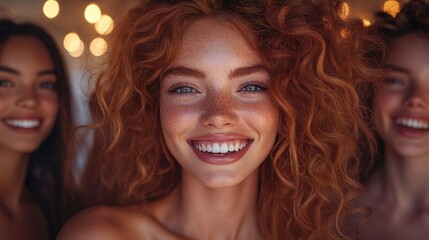 Close-up portrait of a smiling redhead woman