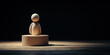 © Taskmanager - A wooden figure standing on a pedestal under a spotlight, representing achievement, leadership, and individuality.