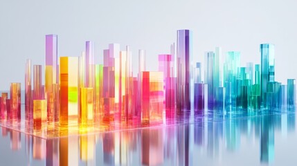 Poster - colorful abstract bars on reflective surface