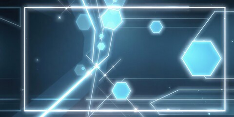 Glowing white geometric shapes on a sleek futuristic background, white, concept