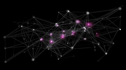 Poster - Abstract Network with Bright Nodes and Dark Background
