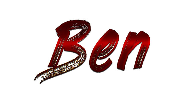 3D blood red design of French name Ben on white background.	