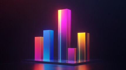 Aufkleber - Vibrant 3D Colorful Bar Graph Against Dark Background