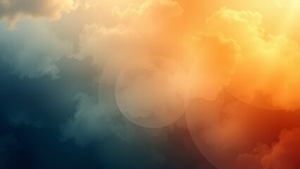 Poster - Dramatic sky with vibrant orange and blue clouds. Atmospheric and ethereal scene