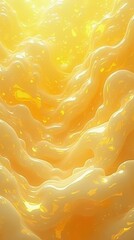 Leinwandbilder - Glowing yellow waves, abstract liquid texture with smooth, flowing shapes. Vibrant and bright