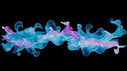 Poster - Colorful Abstract Waves on Black Background
