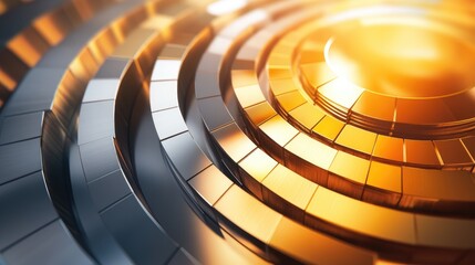 Poster - Abstract Circular Metallic and Golden Patterns