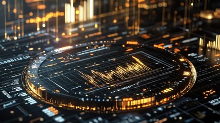 Poster - Futuristic Data Visualization with Golden Elements