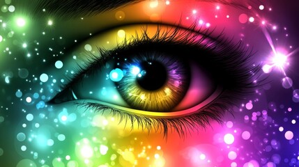 Aufkleber - Colorful Eye with Sparkling Abstract Background