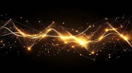 Aufkleber - Golden Abstract Waves on Black Background