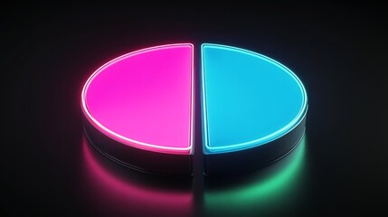 Aufkleber - Vibrant Neon Half Circles on Black Background