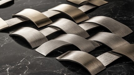 Poster - Metallic Woven Texture on Dark Surface