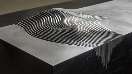 Aufkleber - Modern Abstract Metal Sculpture on Dark Surface