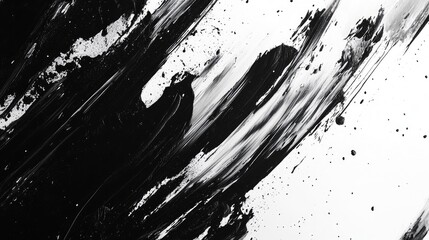 Poster - Dynamic Black and White Abstract Paint Stroke