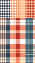 Gingham plaid seamless pattern set in various colors and sizes, fashion, texture