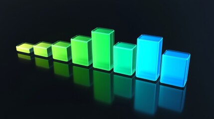 Fototapete - Colorful Glass Graph Representation on Dark Background