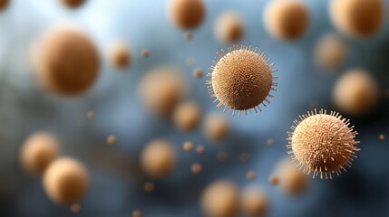 Poster - Close-up View of Spherical Virus Particles in Motion